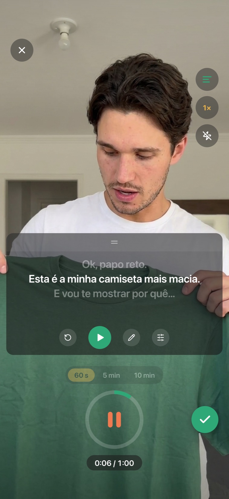 Teleprompter enquanto grava
